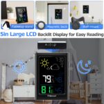 Geevon Indoor Outdoor Thermometer Wireless Weather Station with Color Display, Digital Hygrometer Temperature Humidity Monitor with Alarm Clock and Backlight