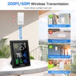 Geevon Indoor Outdoor Thermometer Wireless Weather Station with Color Display, Digital Hygrometer Temperature Humidity Monitor with Alarm Clock and Backlight