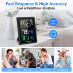 Geevon Indoor Outdoor Thermometer Wireless Weather Station with Color Display, Digital Hygrometer Temperature Humidity Monitor with Alarm Clock and Backlight