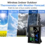 Geevon Indoor Outdoor Thermometer Wireless Weather Station with Color Display, Digital Hygrometer Temperature Humidity Monitor with Alarm Clock and Backlight