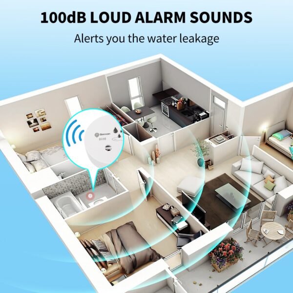 Geevon 4 Pack Water Leak Detectors for Home, 100dB Water Sensor Alarm Leak Detector for Basements, Bathrooms, Kitchens, Garages, Battery-Operated (Battery Included)